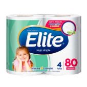 Papel Higiénico Hoja Simple 80mt Elite  4 u