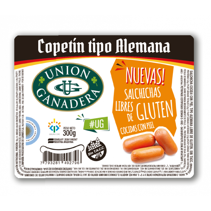 Salchicha Copetín c/piel Unión Ganadera x300 grs